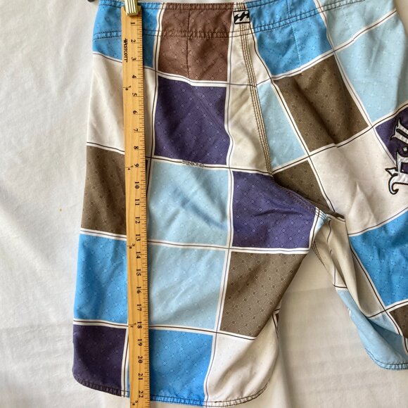 Billabong Swim Trunks Mens Size 34 Color Block Plaid Board Shorts Bathing Suit - Picture 15 of 16